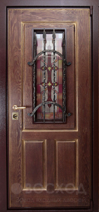 Фото стальная дверь Дверь с ковкой №20 с отделкой Массив дуба