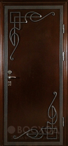 Фото стальная дверь Дверь с ковкой №2 с отделкой Массив дуба